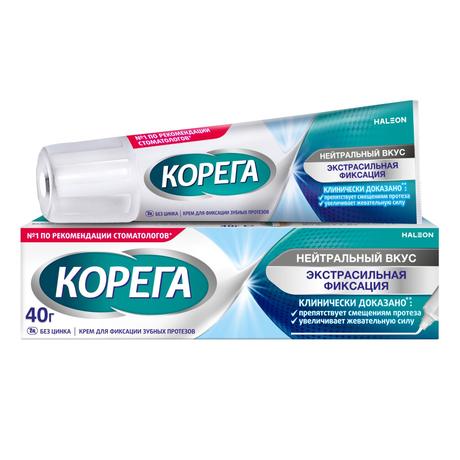 Фото Корега крем для всесторонней фиксации съемных зубных протезов до 12 часов (Нейтральный Вкус) 40 г, 1 шт.