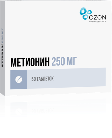 Фото Метионин, таблетки 250 мг, 50 шт. (Озон)
