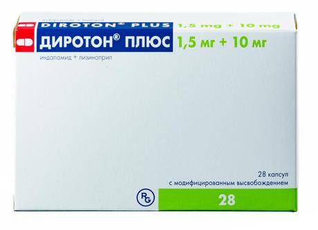 Фото Диротон Плюс, капсулы с модифицированным высвобождением 1.5 мг+10 мг, 28 шт.