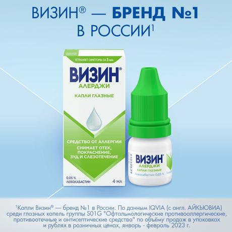 Фото Визин Алерджи, капли глазные 0.05%, 4 мл