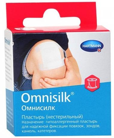 Фото Omnisilk, пластырь фиксирующий гипоаллергенный шелковый белый (2,5 см х 5 м)