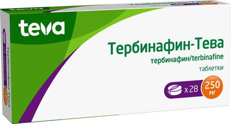 Фото Тербинафин-Тева, таблетки 250 мг, 28 шт.