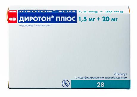 Фото Диротон Плюс, капсулы с модифицированным высвобождением 1.5 мг+20 мг, 28 шт.