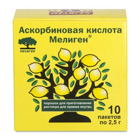 Фото Аскорбиновая кислота Мелиген БАД порошок для приготовления раствора 2,5 г, 10 шт.