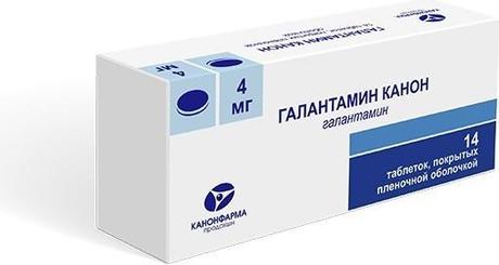 Фото Галантамин Канон, таблетки, покрытые пленочной оболочкой 4 мг, 14 шт.