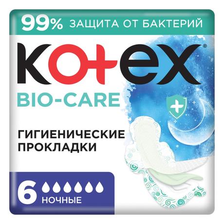 Фото Kotex Bio-Care ночные, прокладки, 6 шт.