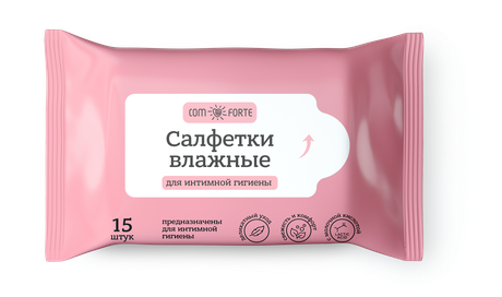 Фото ComForte Салфетки влажные для интимной гигиены, с молочной кислотой и экстракт ромашки, 15 шт.