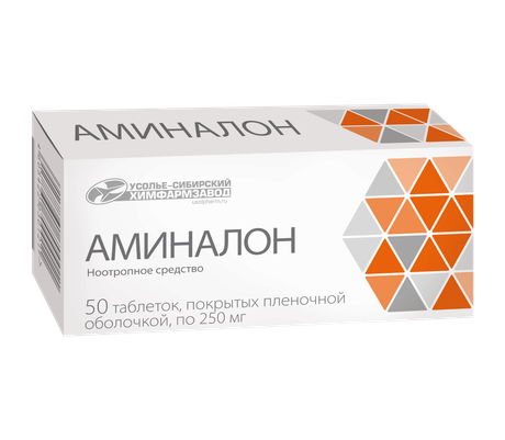 Фото Аминалон таблетки, покрытые пленочной оболочкой.250 мг, 50 шт.