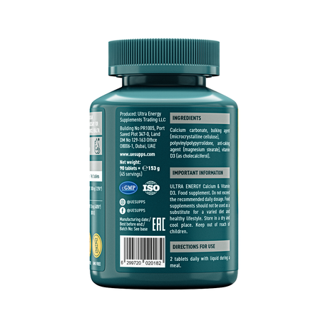 Фото UESUPPS Ультра Энерджи Кальций и Витамин D3, таблетки, 90 шт.