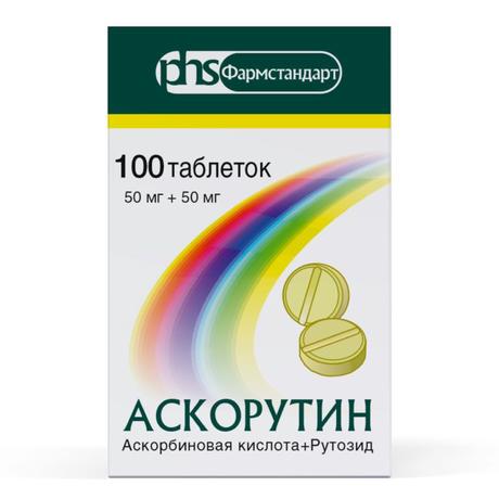 Фото Аскорутин, таблетки 50 мг + 50 мг, 100 шт.