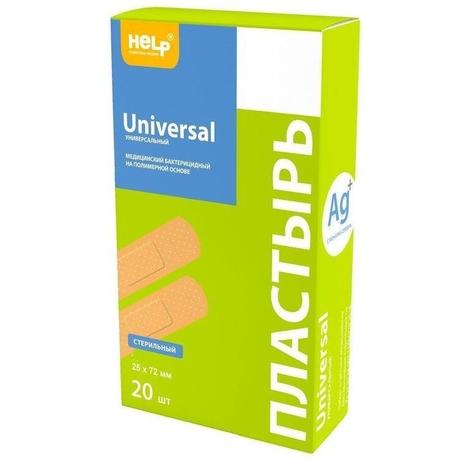 Фото Help пластырь медицинский бактерицидный универсал (25 х 72 мм), 20 шт.