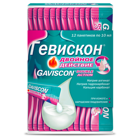 Фото Гевискон Двойное Действие, суспензия (мята), саше 10 мл, 12 шт.