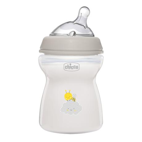 Фото Chicco Бутылочка Natural Feeling + силиконовая соска с наклоном и флексорами, 2м+, 250 мл