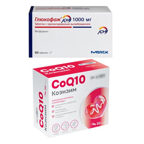 Фото Набор Глюкофаж Лонг табл х60 и Коэнзим Q10 BioForte капс х30