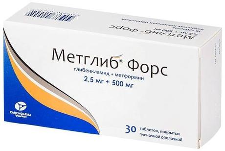 Фото Метглиб Форс, таблетки покрыт. плен. об. 2.5 мг+500 мг, 30 шт.