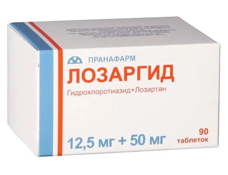 Фото Лозаргид таблетки, покрытые пленочной оболочкой 12,5 мг +50 мг, 90 шт.