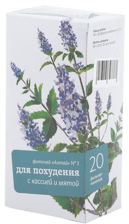 Фото Фиточай Алтай №3 для похудения (кассия и мята), фильтр-пакет 2 г, 20 шт.