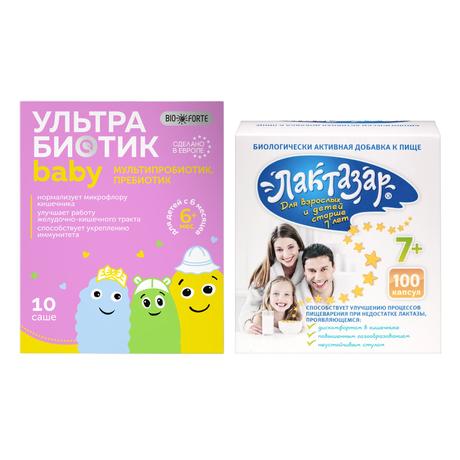 Фото Набор Лактазар кап х100 и УльтраБиотик Бэби BioForte х10