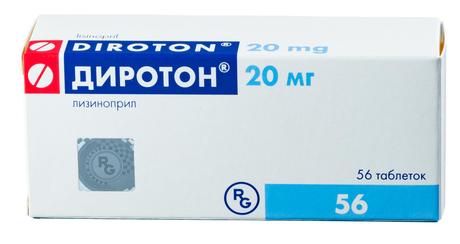 Фото Диротон, таблетки 20 мг, 56 шт.