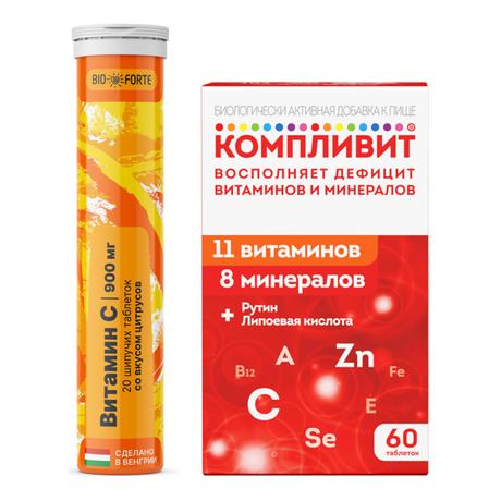 Фото Набор Компливит табл х60 и Витамин С Bioforte табл х20