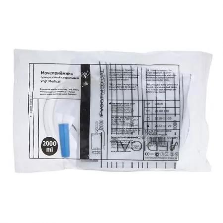 Фото Мочеприемник прикроватный одноразовый стерильный с прямым краном 2 л, 1 шт.