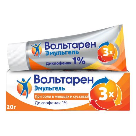 Фото Вольтарен Эмульгель 1% при боли в спине, мышцах и суставах, диклофенак 1%, 20 г