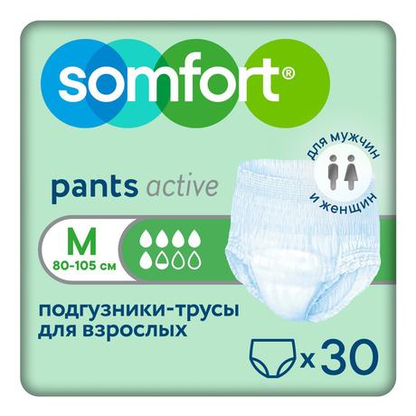 Фото Somfort Pants Active подгузники-трусы Normal р.M, 30 шт.