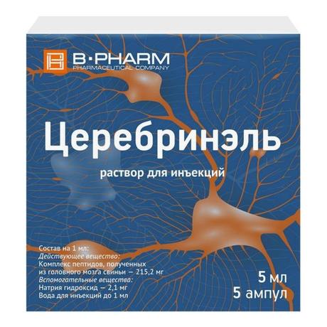 Фото Церебринэль, раствор для инъекций ампулы 5 мл, 5 шт.