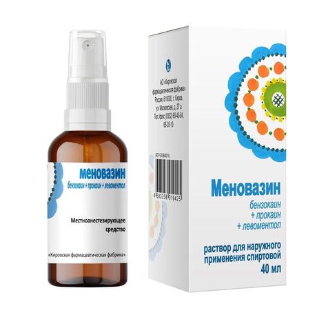 Фото Меновазин, раствор спиртовой для наружного применения, флакон+насадка-распылитель, 40 мл