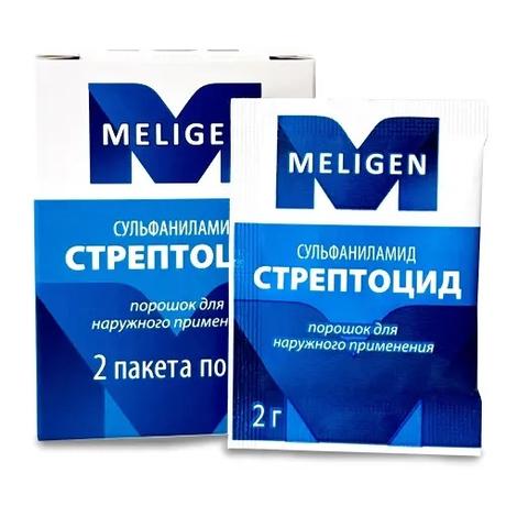 Фото Стрептоцид, порошок для наружного применения 2 г, 2 шт.