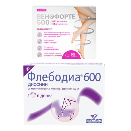 Фото Набор Флебодиа 600 табл х30 и Венофорте 500 BioForte табл х60