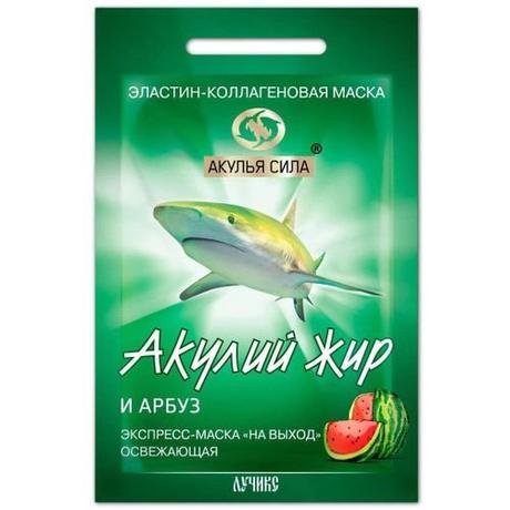 Фото Акулья Сила Акулий Жир маска эластин-коллаген арбуз экспресс освежающая косметическая маска 10 мл №1