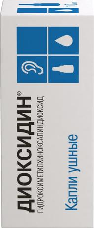 Фото Диоксидин, капли ушные, 2,5 мг/мл, флакон-капельница, 10 мл, 1 шт.
