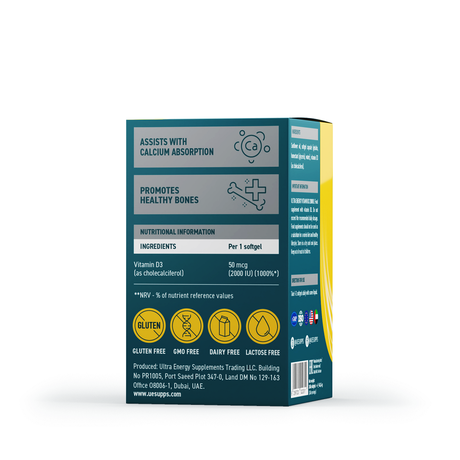 Фото UESUPPS Ультра Энерджи Витамин D3 2000 МЕ, капсулы, 240 шт.