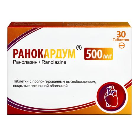 Фото Ранокардум, таблетки с пролонгированным высвобождением п/о 500 мг, 30 шт.