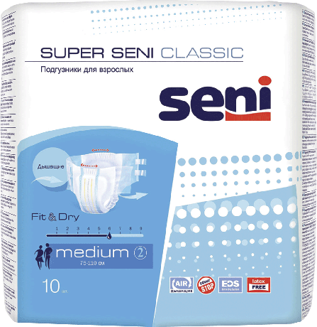Фото Seni Super Classic, подгузники для взрослых Medium (№2), 10 шт