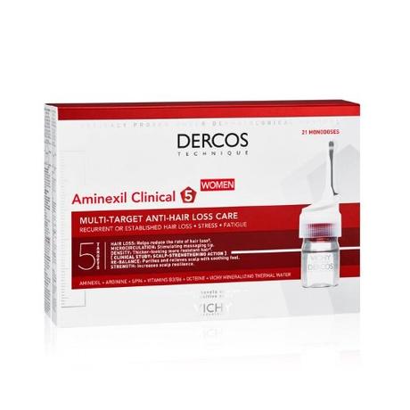 Фото Vichy Dercos Aminexil Intensive 5, средство против выпадения волос для женщин, ампулы, 21 шт.