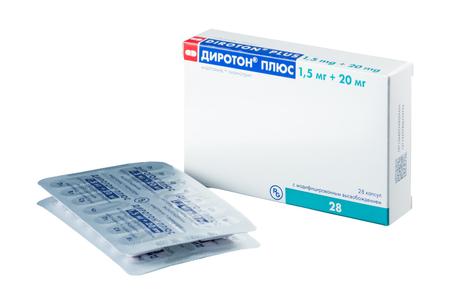 Фото Диротон Плюс, капсулы с модифицированным высвобождением 1.5 мг+20 мг, 28 шт.