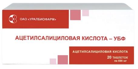 Фото Ацетилсалициловая кислота-УБФ, таблетки 500 мг, 20 шт.