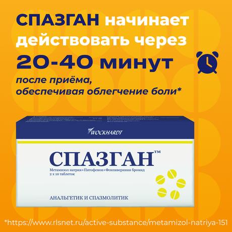 Фото Спазган, таблетки, 20 шт.