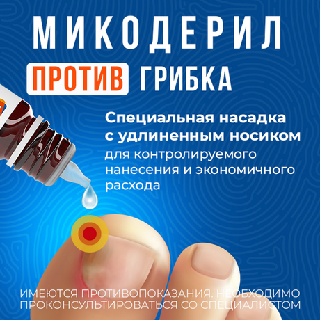 Фото Микодерил, раствор 1% 20 мл, 1 шт.