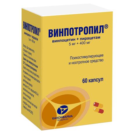 Фото Винпотропил, капсулы 5 мг+400 мг, 60 шт.