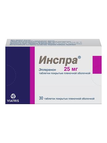 Фото Инспра, таблетки покрыт. плен. об. 25 мг, 30 шт.