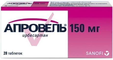 Фото Апровель, таблетки покрытые пленочной оболочкой 150 мг, 28 шт.