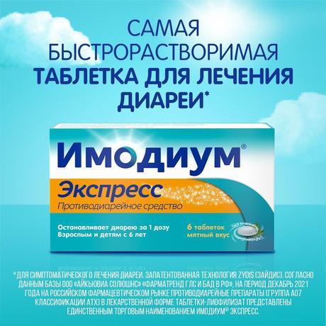 Фото Имодиум, таблетки-лиофилизат 2 мг, 6 шт.