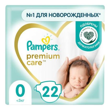 Фото Pampers Premium Care Newborn, подгузники(до 3 кг), 22 шт.
