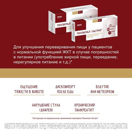 Фото Пензитал Гастро, таблетки покрытые кишечнорастворимой оболочкой, 80 шт.
