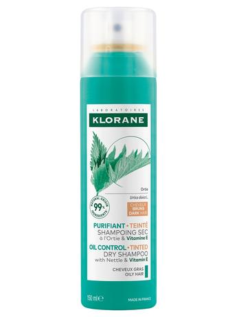 Фото Klorane Крапива, шампунь сухой д/жирн волос тонированный с витамином Е, 150 мл