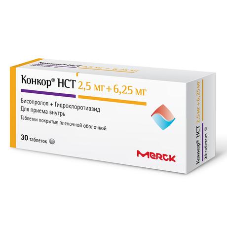 Фото Конкор НСТ, таблетки покрыт. плен. об. 2,5 мг+6,25 мг, 30 шт.