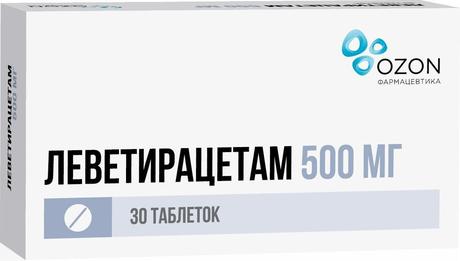 Фото Леветирацетам таблетки, покрытые пленочной оболочкой 500 мг, 30 шт. (Озон)